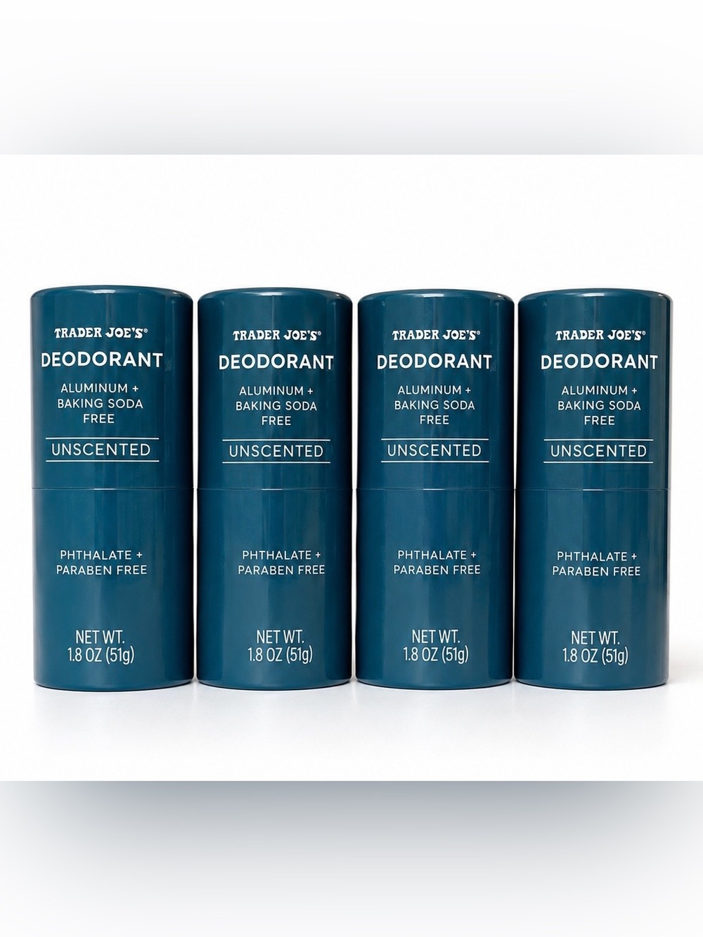 Trader Joe's Unscented Deodorant Stick - Teal (pack of 4)